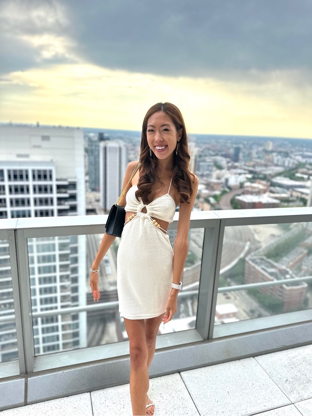 Cream Knot Front Cutout Mini Dress for Women